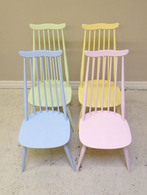 SET OF 4 ERCOL PAINTED CHAIRS